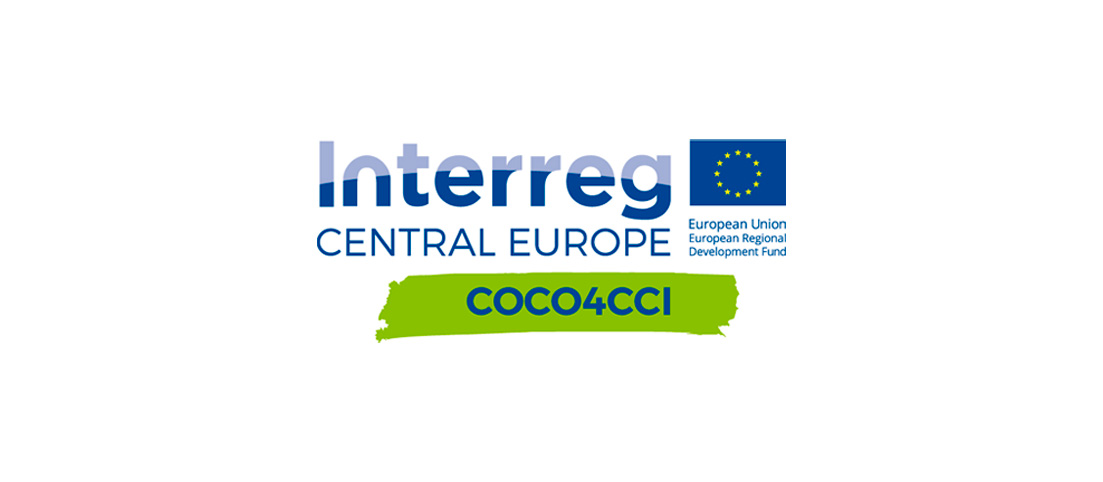 Logo Interreg Central Europe s textom COCO4CCI a symbolom Európskej únie.