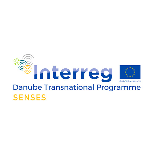 Logo programu Interreg Danube Transnational Programme SENSES s vlajkou Európskej únie.