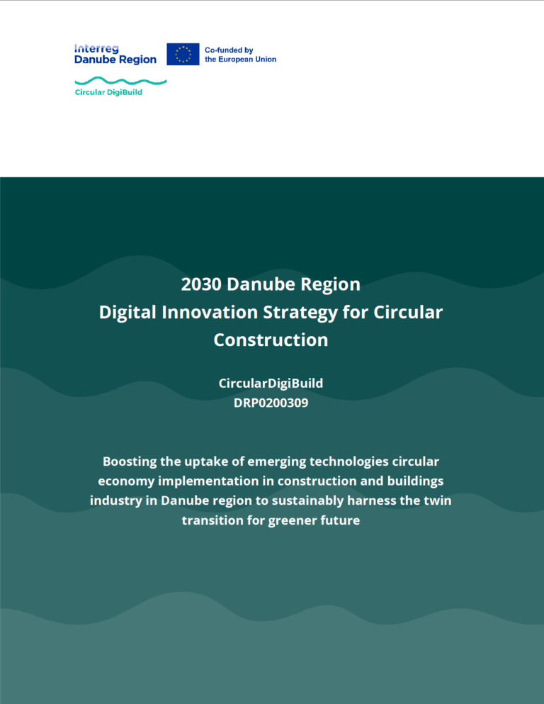 Titulný obrázok dokumentu "2030 Danube Region
Digital Innovation Strategy for Circular
Construction"